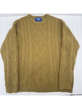 Aelfric Eden Sweater Pullover Fisherman Cable Knit Chunky XL Greenish Brown
